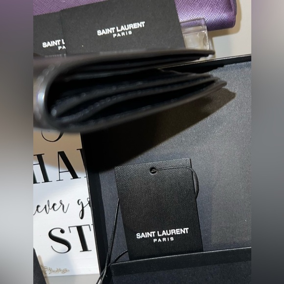 YSL black leather mens wallet! Comes with box, tags, & paperwork in photos! - Picture 5 of 15